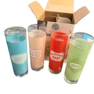 Martha Stewart Set of Four Cocktail Highball Glasses in Box 2010 New Old Stock